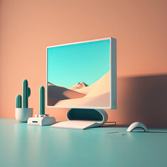 Minimalistic Computer Display with Sleek Keyboard Created Using Generative Ai