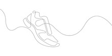 Sports Shoes In A Line Style. Sneakers Vector . Sketch Sneakers For Your Creativity.Shoe Advertising .