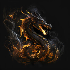 Wall Mural - Dragon On Fire. Generative AI