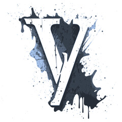 Letter Y, Vintage Logo Icon in 3D, Paint and Brush Texture,Dirty Splat and Spray Texture,Metallic Drip in Modern Blue Texture