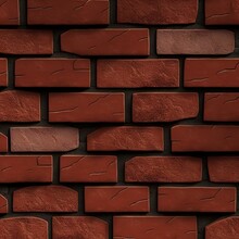 Realistic Seamless Texture Of Red Stone Bricks With Alligator Skin Pattern For Architectural Design And 2D Graphics