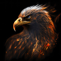 Wall Mural - Eagle On Fire. Generative AI