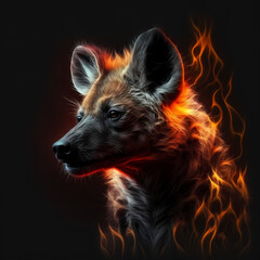 Wall Mural - Hyena On Fire. Generative AI