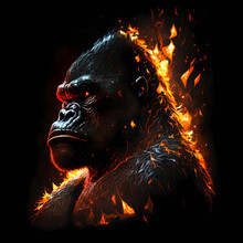 King Kong On Fire. Generative AI