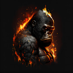 Poster - King Kong On Fire. Generative AI