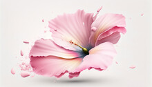 Pink Sakura Flower Flying Petals Isolated On White Vector Background - Generative AI