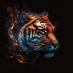 Poster - Tiger On Fire. Generative AI