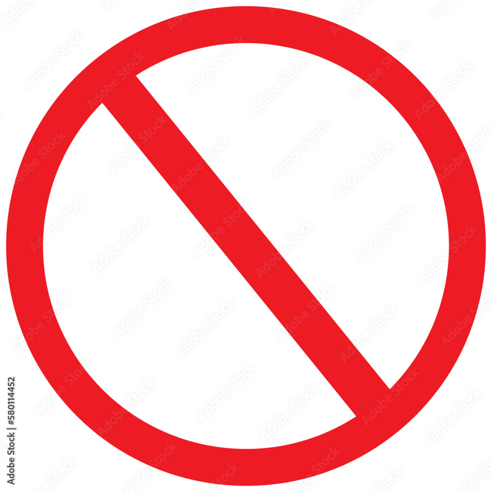 Access denied, prohibition, forbidden, stop or no sign vector icon. Red  color empty flat sign for mobile concept, web design, video usage. Glyph  icon, symbol, clip art isolated on white background. Stock, image size:1000x1000