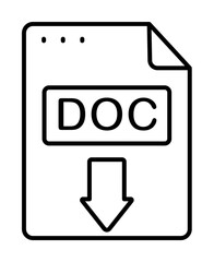 Sticker - File, document, DOC icon. Simple line, outline of icons for ui and ux, website or mobile application on white background