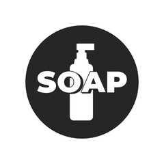 Liquid soap vector icon bottle sign symbol isolated on white black color flat design