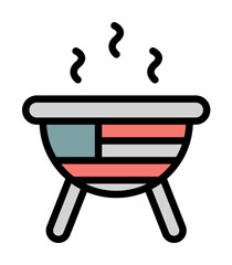 Canvas Print - Food boiling USA flag icon. Simple color with outline elements of America icons for ui and ux, website or mobile application on white background