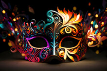 Colorful Glowing Carnival Mask Party Inspired In Ancient Venetian Dominos
