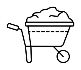 Sticker - wheelbarrow, soil icon. Simple line, outline elements of archeology for ui and ux, website or mobile application on white background