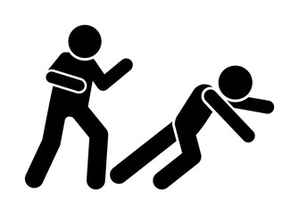 Sticker - Fall men kick icon. Simple pictogram of fighting icons for ui and ux, website or mobile application on white background