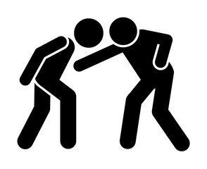 Wall Mural - Men hit punch icon. Simple pictogram of fighting icons for ui and ux, website or mobile application on white background