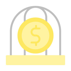 Poster - coin dollar cell icon. Simple color elements of bankruptcy icons for ui and ux, website or mobile application on white background