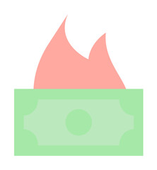 Poster - money fire icon. Simple color elements of bankruptcy icons for ui and ux, website or mobile application on white background