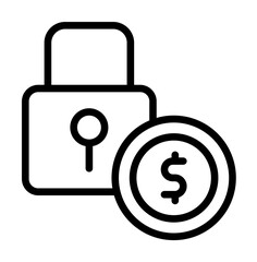 Sticker - dollar coin lock icon. Simple line, outline elements of bankruptcy icons for ui and ux, website or mobile application on white background