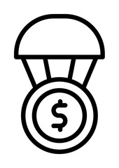 Poster - dollar coin parachute icon. Simple line, outline elements of bankruptcy icons for ui and ux, website or mobile application on white background