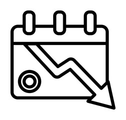 Poster - calendar arrow down coin icon. Simple line, outline elements of bankruptcy icons for ui and ux, website or mobile application on white background