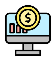 Wall Mural - dollar monitor icon. Simple color with outline elements of bankruptcy icons for ui and ux, website or mobile application on white background