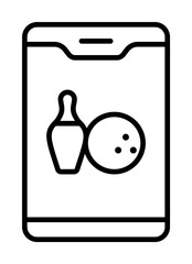 Sticker - Smartphone bowling pins icon. Simple line, outline elements of prize icons for ui and ux, website or mobile application on white background