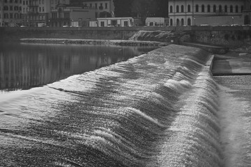 Sticker - Arno river weir in Florence, Italy