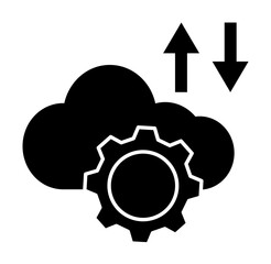 Sticker - Cloud gear arrow icon. Simple business intention icons for ui and ux, website or mobile application on white background