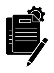 Wall Mural - Document pen gear icon. Simple business intention icons for ui and ux, website or mobile application on white background