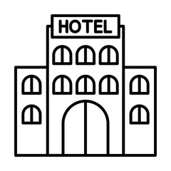 Sticker - Hotel, building icon. Simple line, outline elements of city for ui and ux, website or mobile application on white background