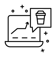 Canvas Print - Computer, coffee icon. Simple line, outline of coffee icons for ui and ux, website or mobile application on white background