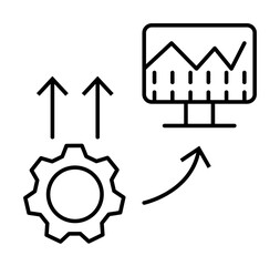 Poster - Gear computers demand icon. Element of consumer behavior line icon on white background