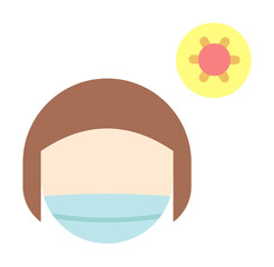 Sticker - Medical mask, girl icon. Simple color elements of viral pandemic icons for ui and ux, website or mobile application on white background