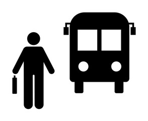 Sticker - Man, bus, to wait, work, go icon. Element of daily routine pictogram icon on white background