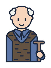 Wall Mural - grandfather in work cartoon icon. Element of family icon for mobile concept and web apps. Cartoon grandfather in work icon can be used for web and mobile on white background