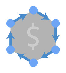 Sticker - Cash, flow, finance, money, banking two color blue and gray icon on white background