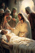 Painting of Jesus healing the sick - Ai generative