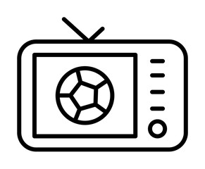 Poster - TV show, football icon. Simple line, outline elements of soccer for ui and ux, website or mobile application on white background