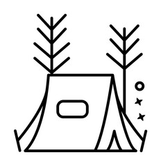 Sticker - Tent forest tree icon. Element of Hawaii icon on white background