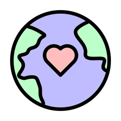 Sticker - Heart, earth icon. Simple color with outline elements of flower children icons for ui and ux, website or mobile application on white background