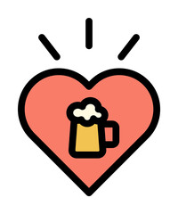 Wall Mural - Heart, love, beer icon. Simple color with outline elements of international beer day icons for ui and ux, website or mobile application on white background