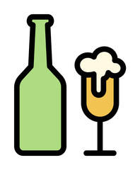 Sticker - Beer bottle, goblet icon. Simple color with outline elements of international beer day icons for ui and ux, website or mobile application on white background