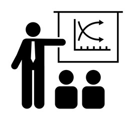 Wall Mural - Pictogram of seminar, people icon on white background