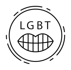 Sticker - Lips, lgbt icon. Simple line, outline sexual minoritie icons in circle for ui and ux, website or mobile application on white background