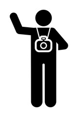 Canvas Print - Cameraman, reporter, journalist pictogram icon. Element of photographer pictogram icon on white background