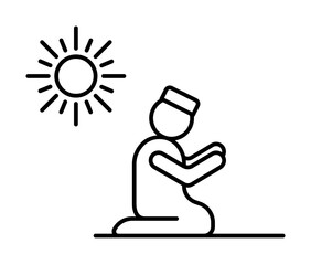 Wall Mural - Zohr, prayer, sun, mosque icon. Simple line, outline religion icons for ui and ux, website or mobile application on white background