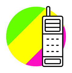 Poster - Telephone technology icon. Simple line, outline in color circle of retro 90s style icons for ui and ux, website or mobile application on white background