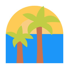 Wall Mural - Palms, sun, ocean icon. Simple color elements of saving marine icons for ui and ux, website or mobile application on white background