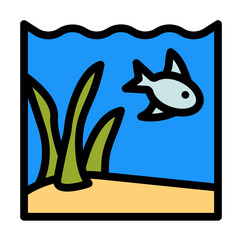 Wall Mural - Seaweed, fish, ocean icon. Simple color with outline elements of saving marine icons for ui and ux, website or mobile application on white background