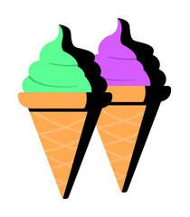 Canvas Print - Ice cream horn color icon. Simple line, outline of fast foot icons for ui and ux, website or mobile application on white background